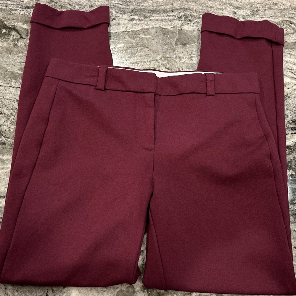 Lands' End Ponte Knit Ankle Trousers in Aubergine color size 2P